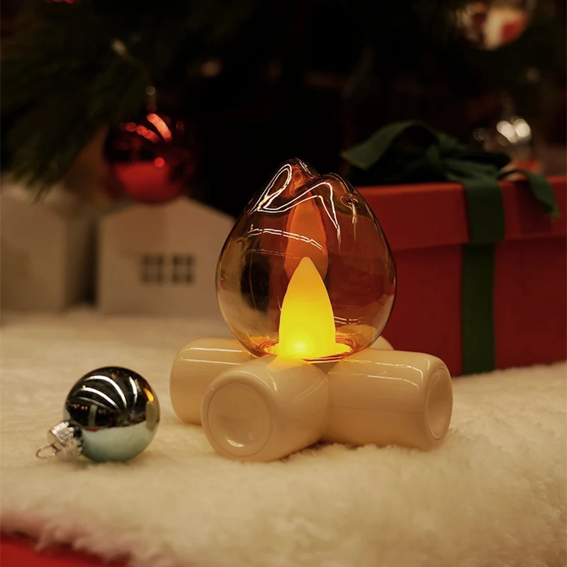 Realistic Fire Effect LED Flame Light Bulb Table Lamp Warm Ambient Lighting for Bedroom Home Hotel Bar Party Indoor Decor Lamp