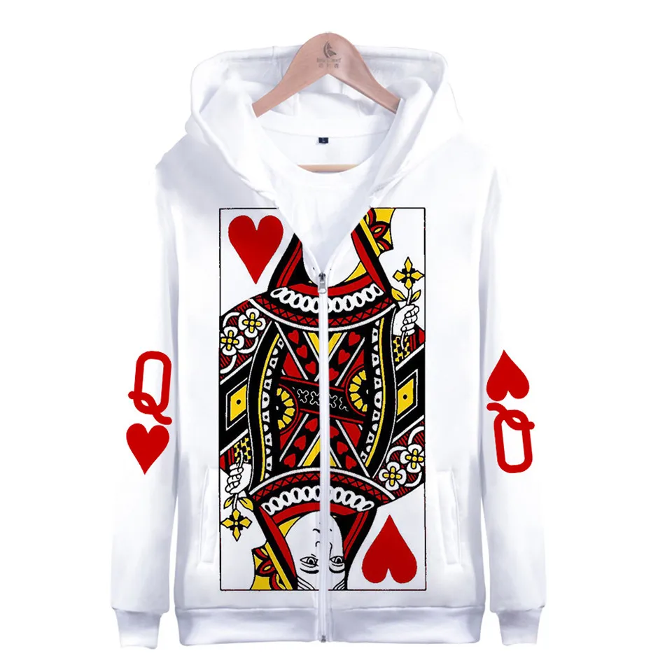 Personality Poker 3D Men Women Sweatshirts Print Red heart K Poker Hoody Men's Jackets Coats Sweatshirts