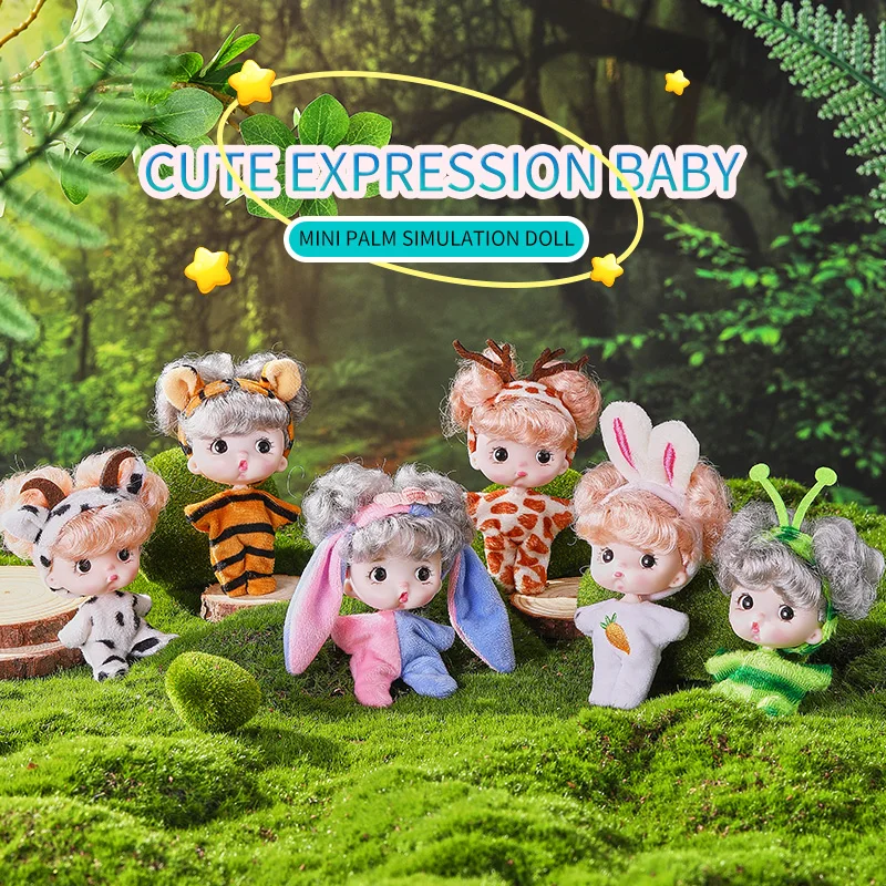 6Pcs Lifelike Reborn Baby Doll Mini Baby Doll Set with Clothes Cute Silicone Girl Toy for Birthday Christmas Gift