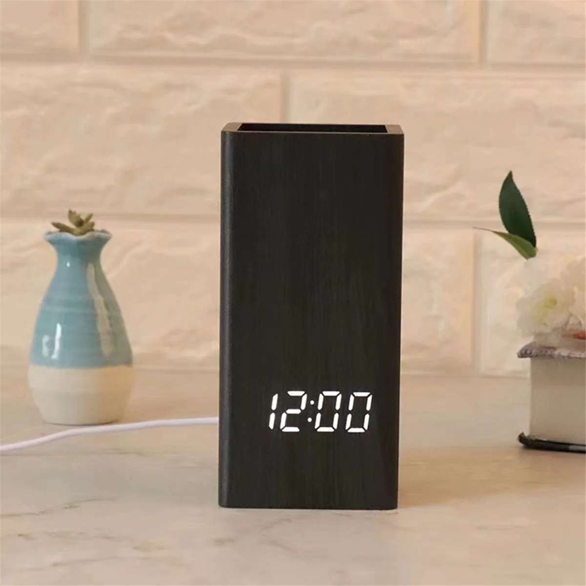 Gfc-Creative ผู้ถือปากกานาฬิกา LED นาฬิกาอิเล็กทรอนิกส์เดสก์ท็อปผู้ถือปากกาเครื่องเขียนนักเรียนควบคุมเสียงนาฬิกาอิเล็กทรอนิกส์ B