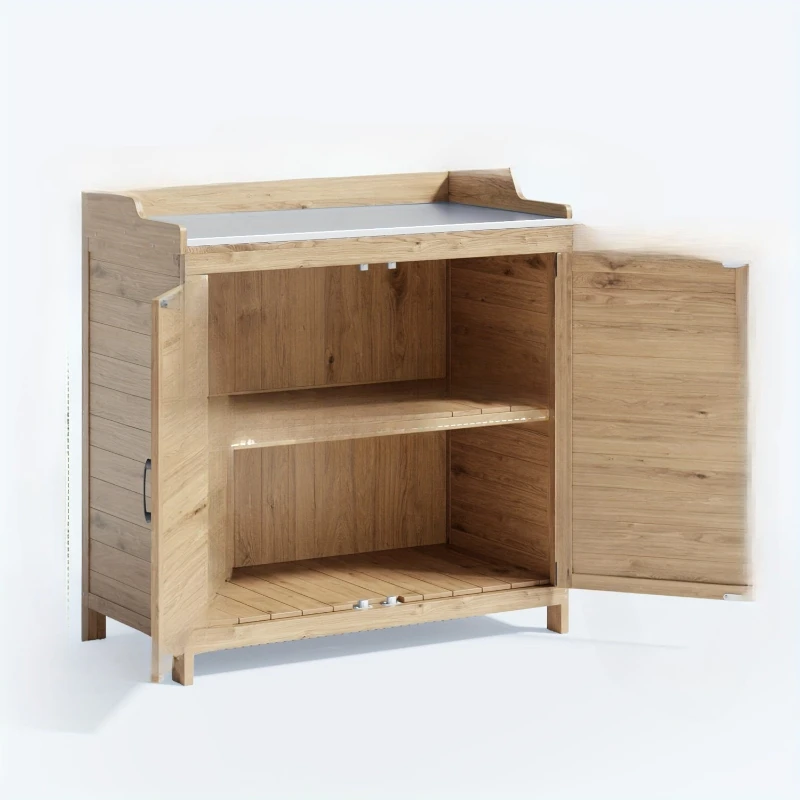 

Waterproof Outdoor Storage Cabinet with Removable Shelves