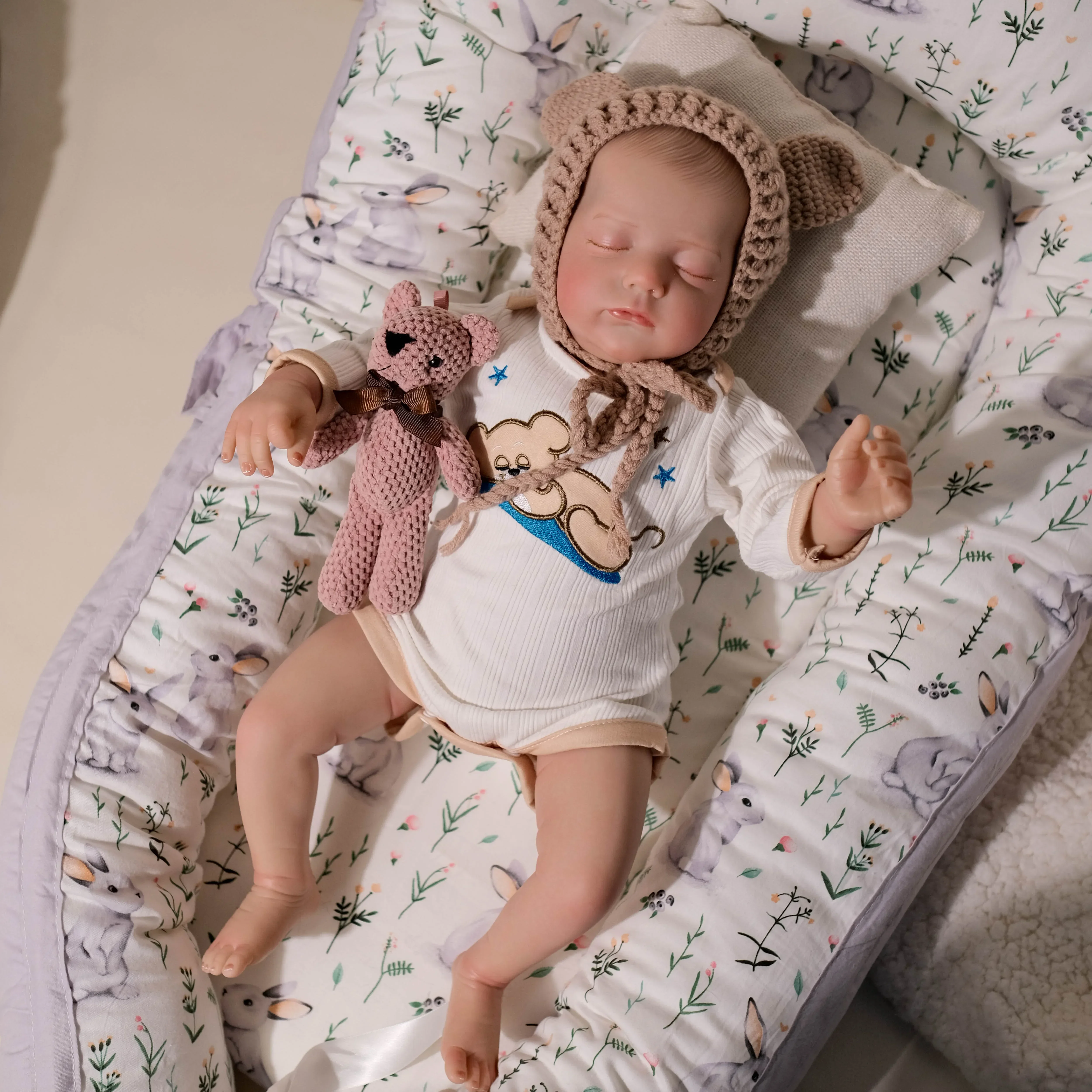 19inch Already Painted Finished Doll Soft Cloth Body Alessia Reborn Sleeping Baby Doll with 3D Skin Multiple Layers Painting