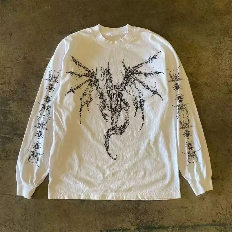 

Men's Y2K Harajuku Hip-Hop Gothic Large Pattern Printed Punk Short Sleeve Casual T-Shirt Streetwear Fashion Women Clothes