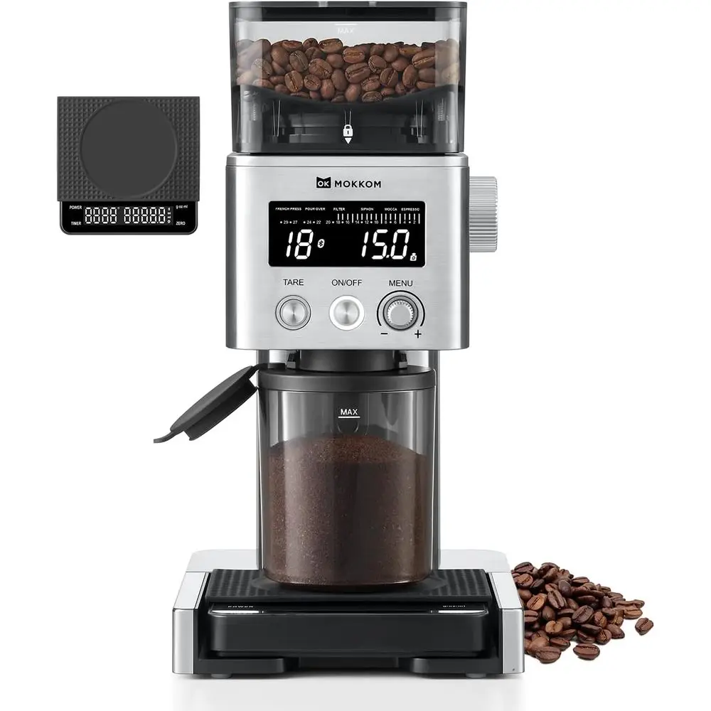 

Bluetooth-Connected Coffee Grinder with Removable Scale, 31 Settings for Various Brews