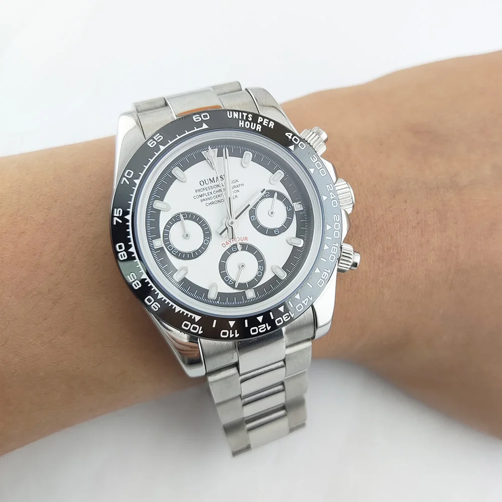 นาฬิกาข้อมือผู้ชายสแตนเลสสตีล กระจกแซฟไฟร์ กันน้ำ รุ่น VK63 ขนาด 39 มม. ระบบควอตซ์ ฟังก์ชั่นโครโนกราฟหลากหลาย