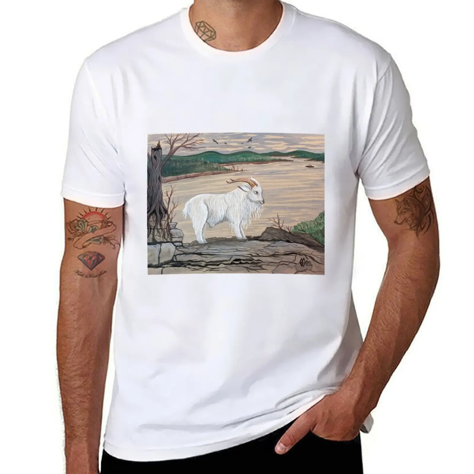 Camiseta con estampado de la leyenda de Crisco, el cabrito del lago Table Rock, para hombre