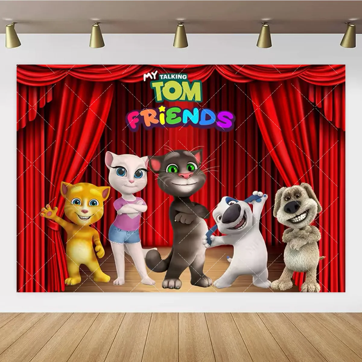 Talking Toms Friends Happy Birthday Hintergrund Cartoon Katze Hund Regenbogen Foto-Banner Kindergeburtstag Party Deko Fotorequisiten – Detail 5