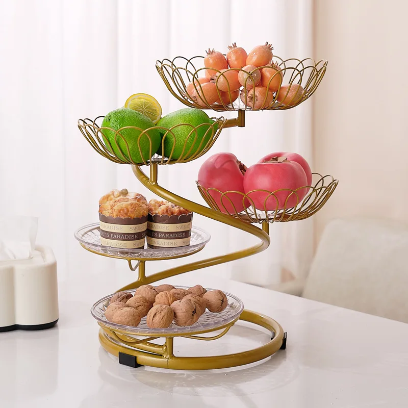 New Nordic High-End Metal Fruit Rack Multi-Layer Wrought Iron Dinnerware Home Coffee Table Fruit Basket Storage Holders