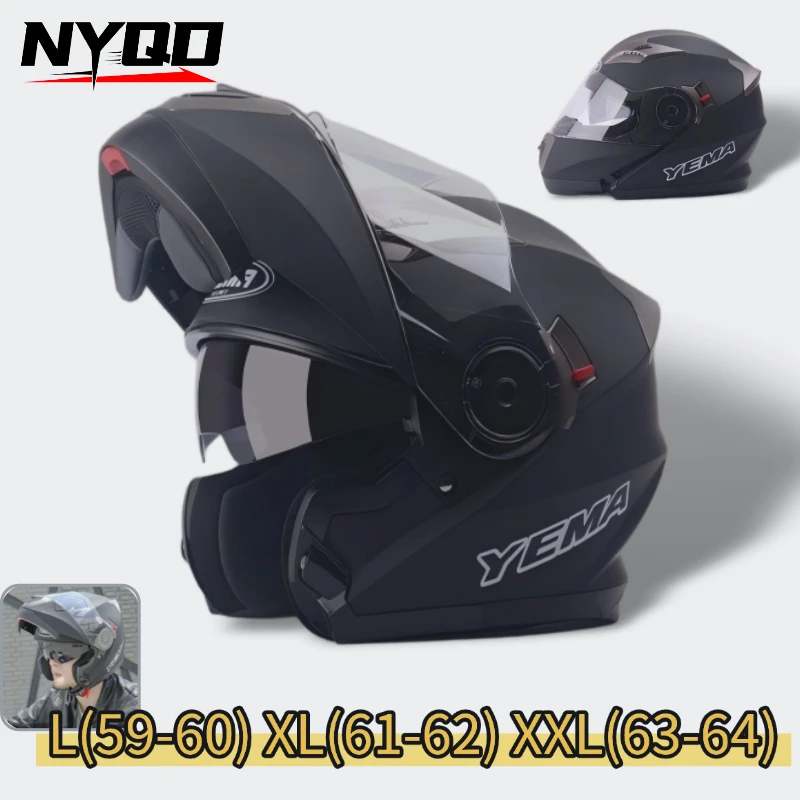 

Мотоциклетный шлем с двойным визором, полнолицевой, для мужчин и женщин, всесезонный, теплый, для безопасной езды на мотоцикле