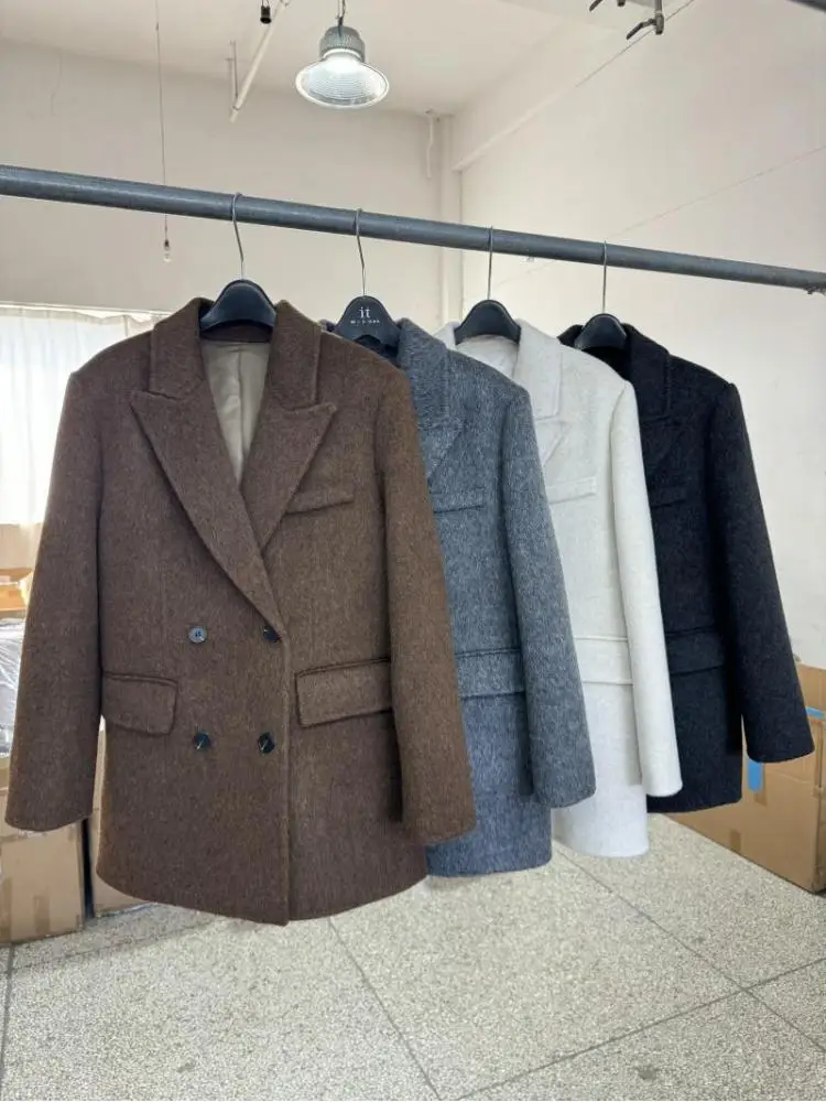 Office Lady Short Woolen Suit Jackets 2025 Autumn And Winter Loose Fashion All-Match Double-Breasted Women's Wool Coats