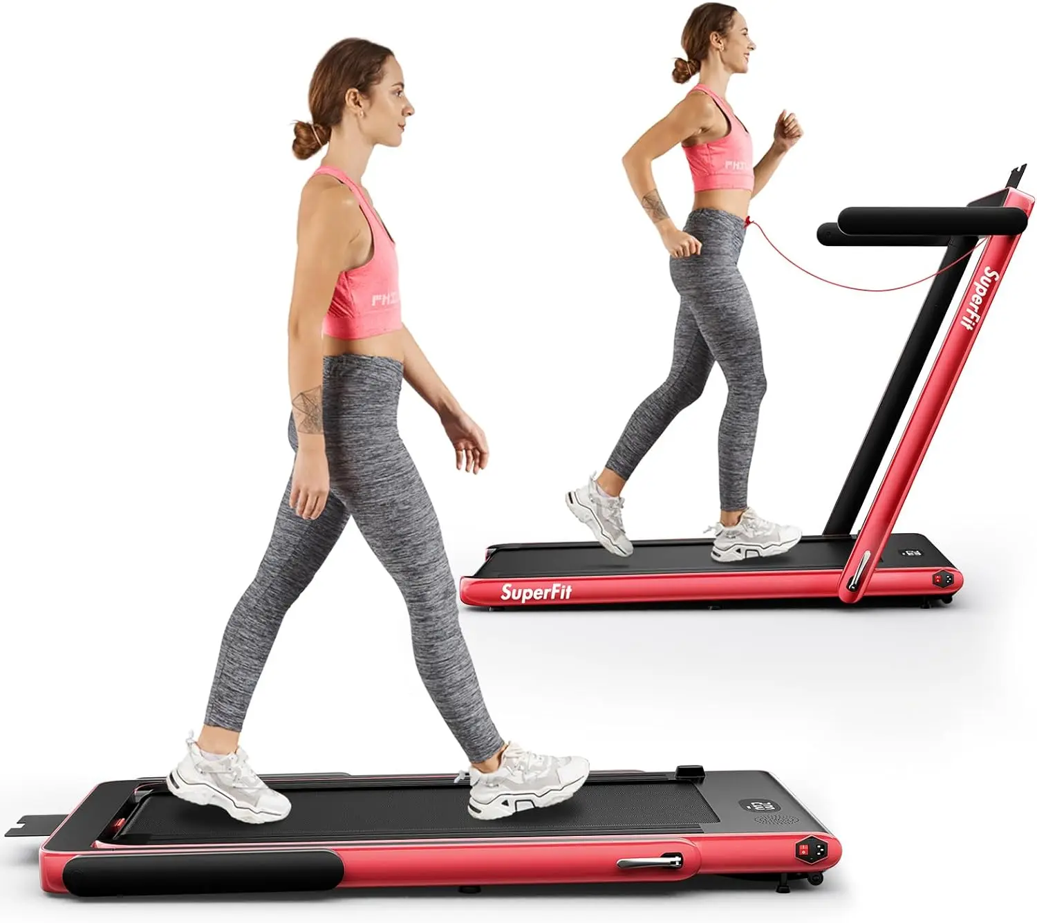 Goplus 2 in 1 Folding Treadmill, 2.25HP Superfit Under Desk Electric Treadmill, Installation-Free with Remote Control,