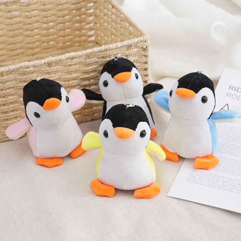 1Pc 10CM simpatico cartone animato portachiavi ciondolo farcito peluche Kawaii animale pinguino peluche bambola regalo di fascino borsa per bambini