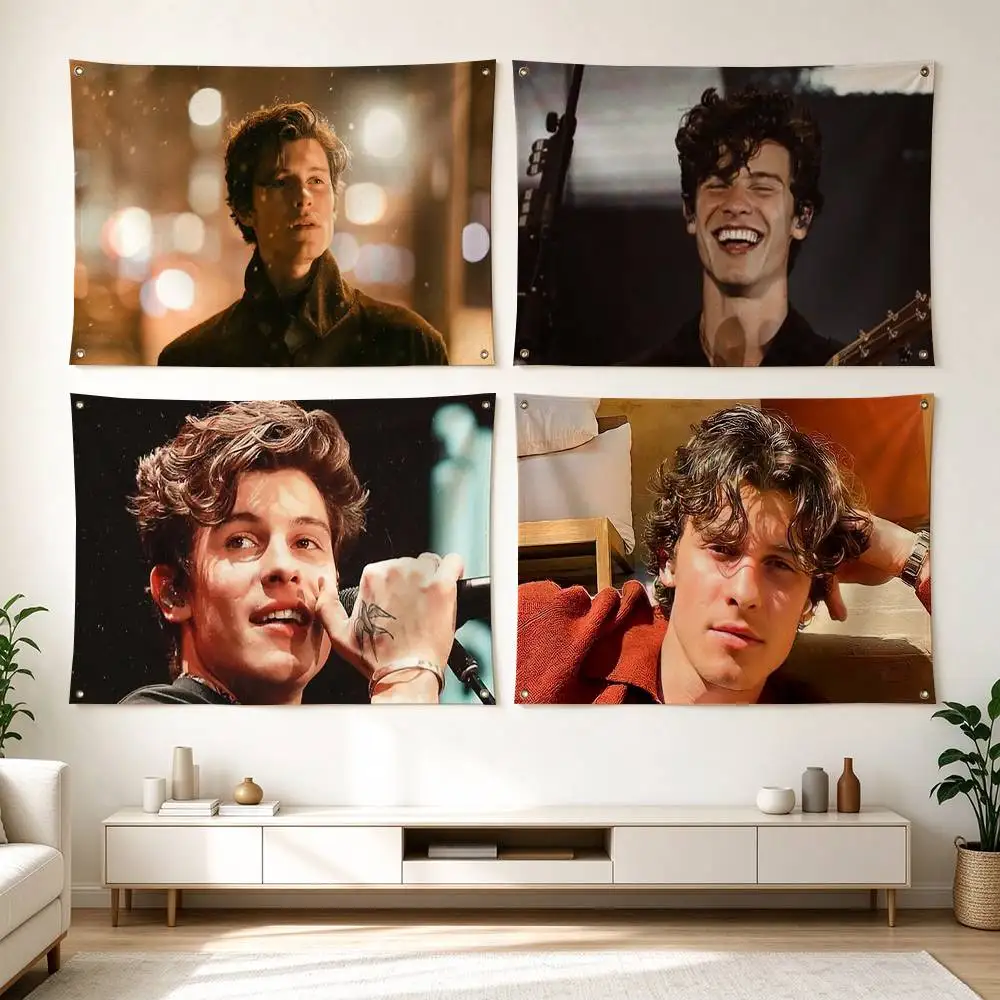S-Shawn Mendes Guitar Pop Musician  Flags for Bedrooms Home Decor Items Outdoor Decors Garage Decoration Flaga