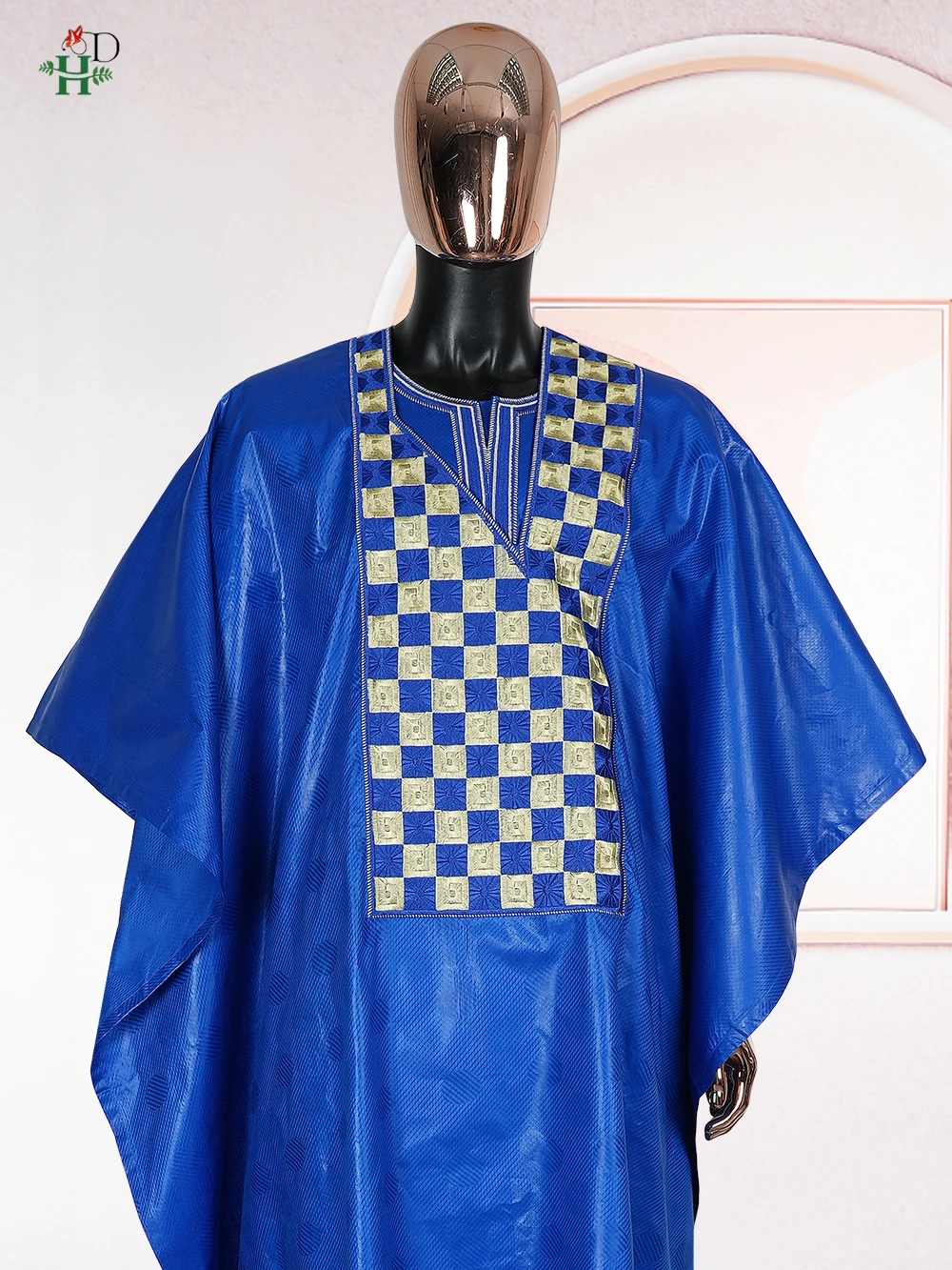 Ropa Africana H&D para Hombre, Conjuntos Tradicionales de Agbada de 3 Piezas, Camisa Azul Bazin Riche, Pantalón Bordado, Trajes para Bodas y Fiestas, Tallas Grandes