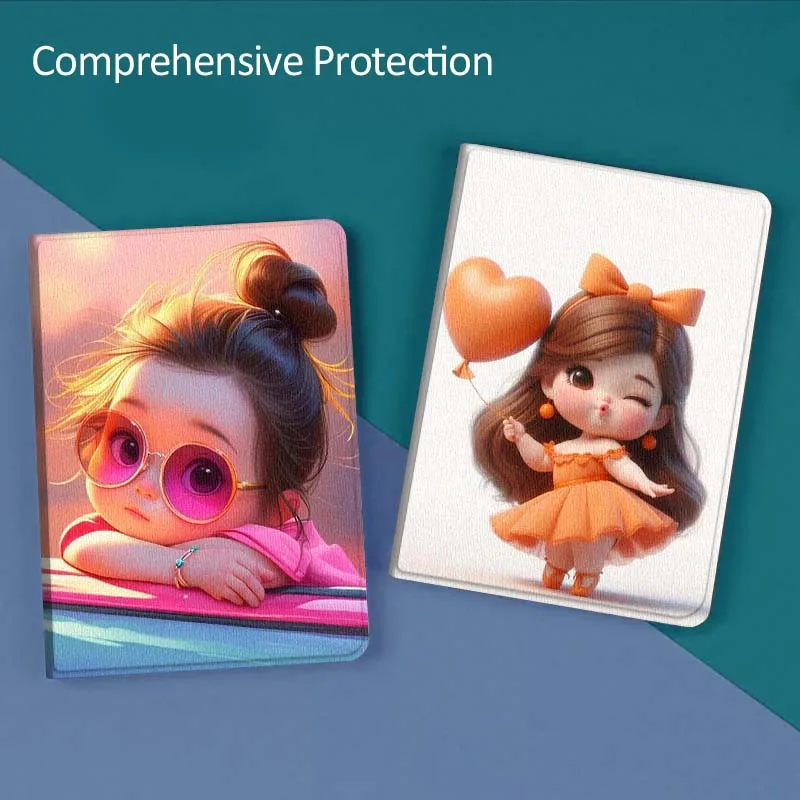 

Art Cartoon Cute Girl Gift For Huawei MediaPad T5 T10s M6 M5Lite SE Honor Tab 5 6 7 V7 V8 X8a X9a Pro Soft Tablet Case
