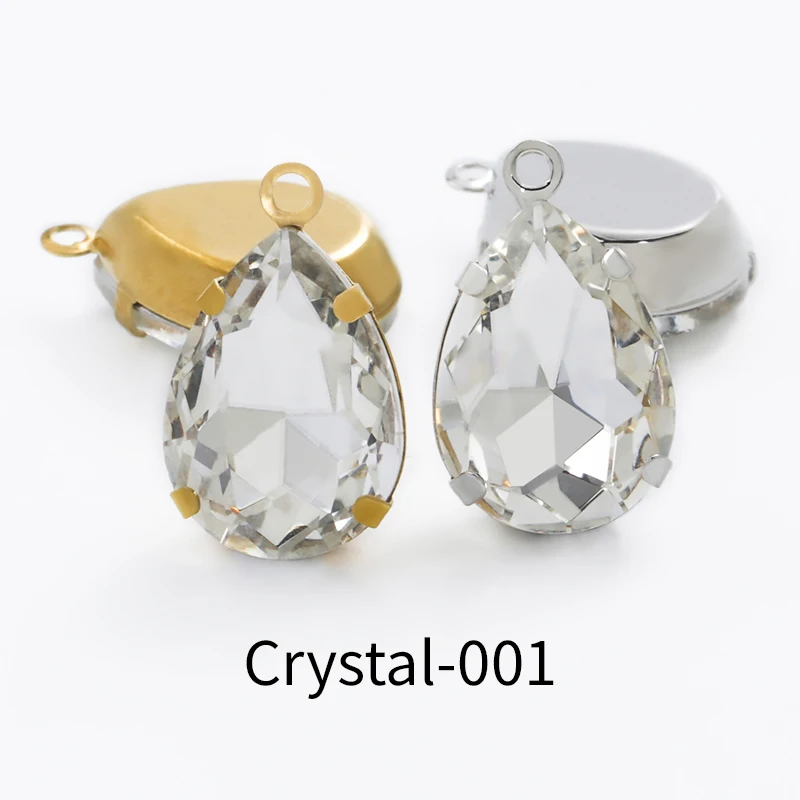 Glitter Crystal Claw Drill Rhinestone Water Drop Charms Pendants For Jewelry Making DIY Earring Necklace Jewelry Connectors