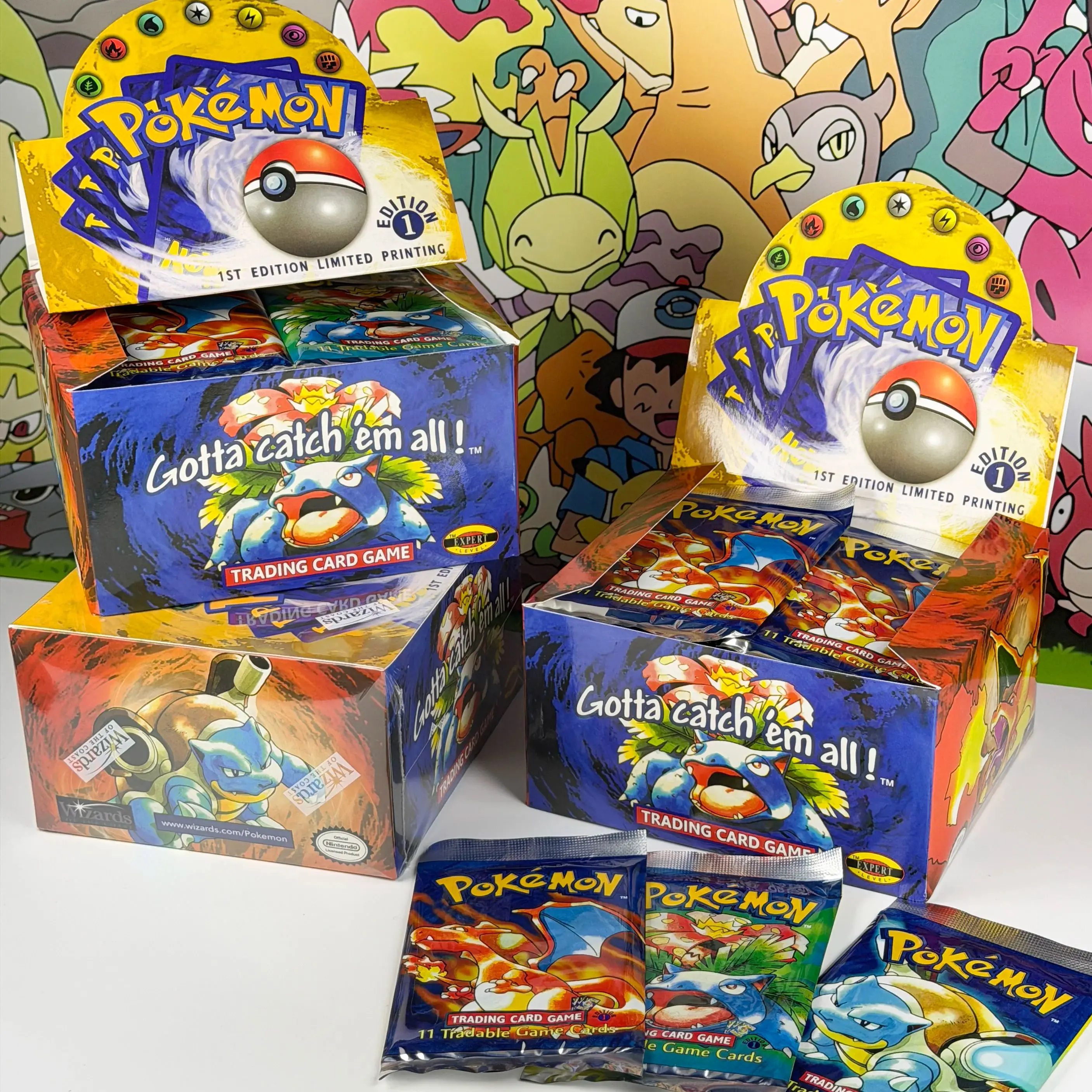 

PTCG Base Booster Box 1st Edition Vintage Proxy Cards Relive your childhood collecting dream with vintage replica PTCG boosters