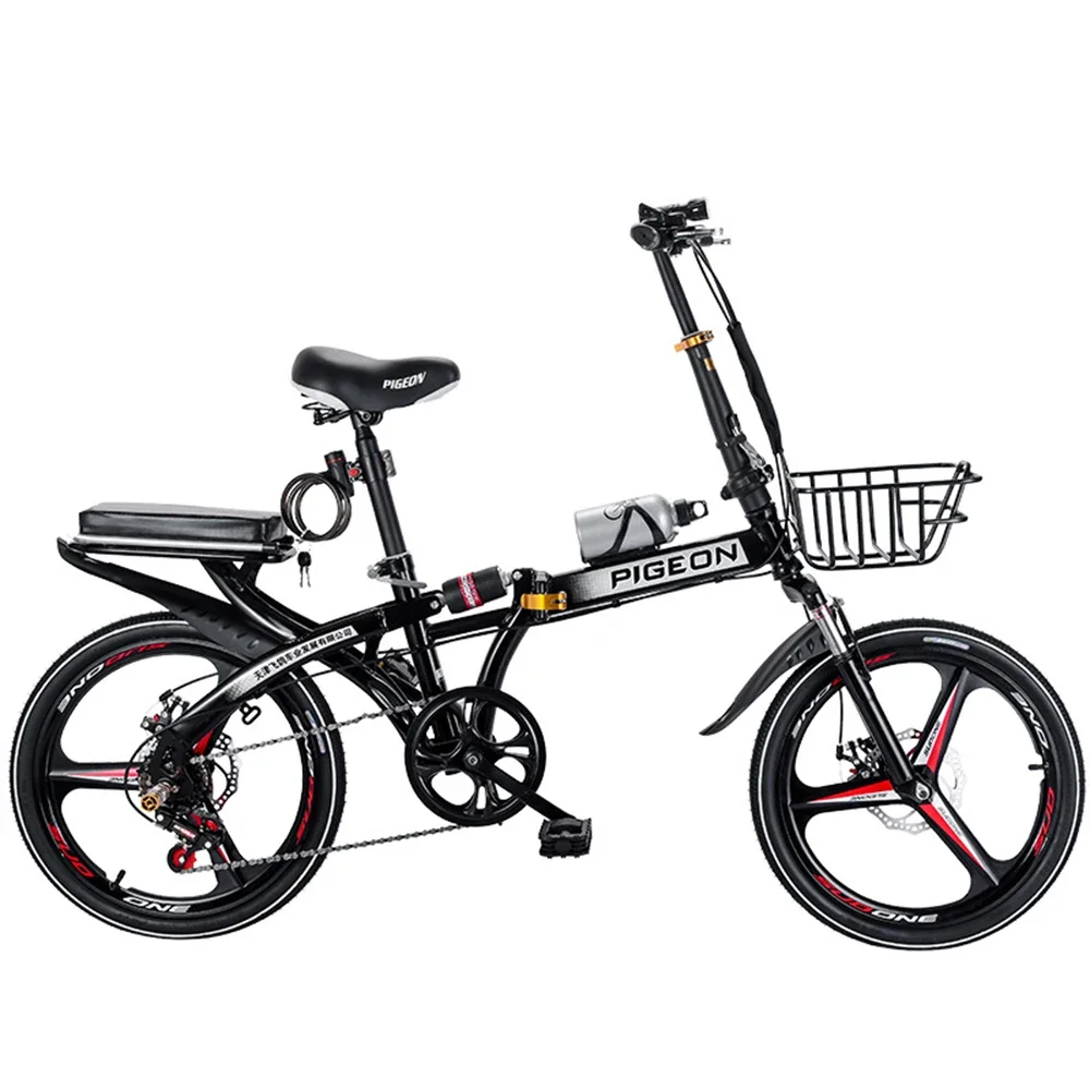 

7 Speed 20In Folding Bicycle Dual Disc Brake Integrated Bike Hard Frame Convenient Light Weight And Portable For Boys And Girls