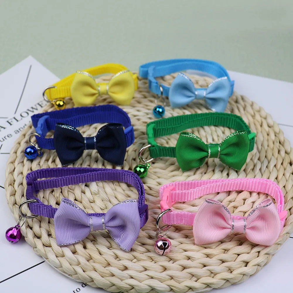 

Pet Accessories Adjustable Pet Collars Multicolor Cute Bow Collars with Bell Cat Bow Headband Collar Cat Dog