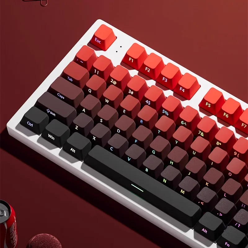 

Gradient Red Custom Keycaps PBT Double Shot Keycap For MX Switch Gaming Mechanical Keyboard OEM Profile Side engraving Key Caps