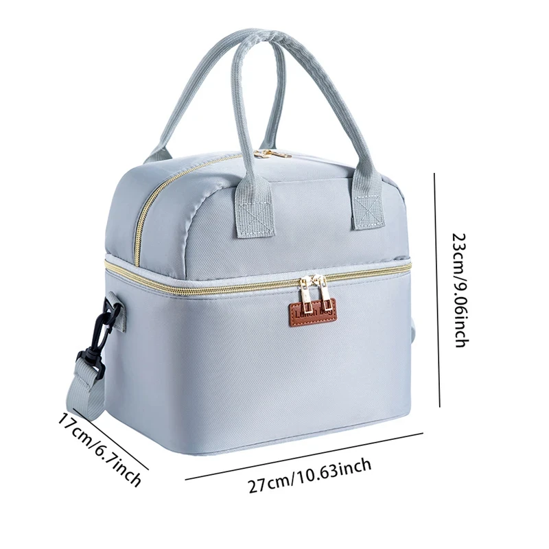 Tragbare isolierte Lunchtaschen für den Außenbereich, Thermo-Kühltasche, auslaufsicher, Handarbeit, Lunchbox, wasserdichte Tasche, Organizer-Tasche – Detail 12