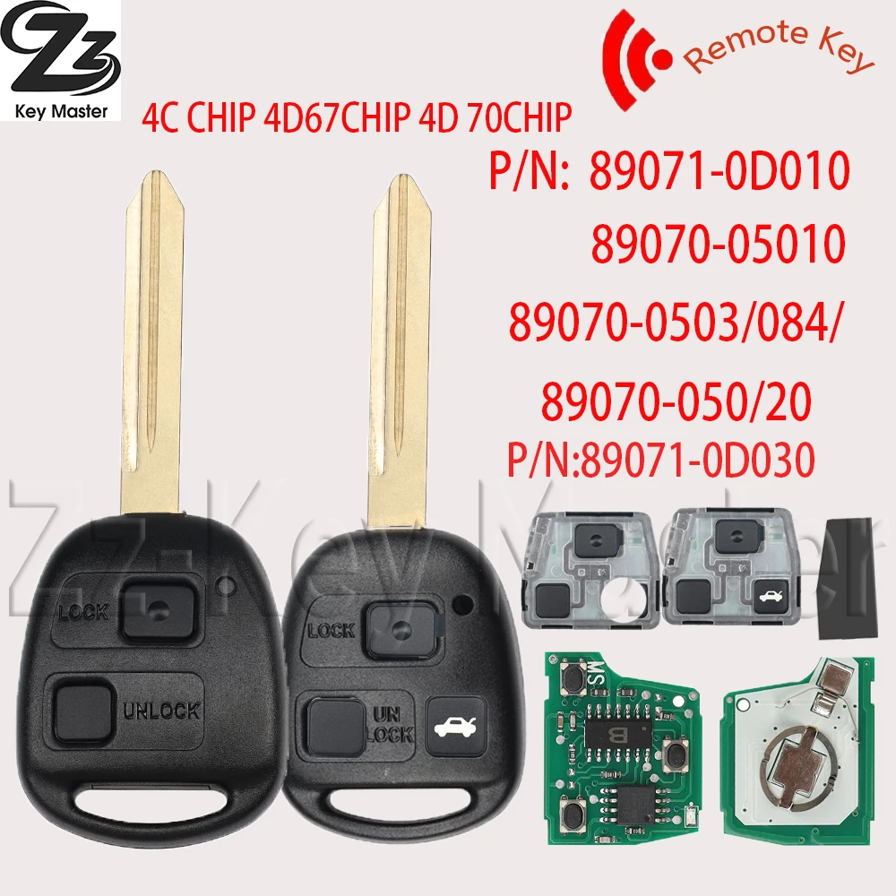 

Z z P/N:89071-0D030 0D010/05010 433MHz 4C/4D67/4D70Chip Car Remote Control Key For Toyota Corolla Yaris Avensis Avanza 2003-2012