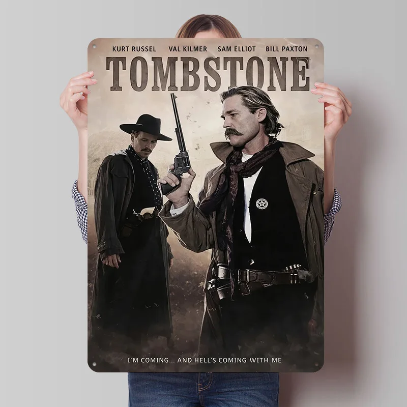 Tombstone Movie Poster Customized Vintage Metal Signs Wall Art Retro Tin Plaque for Home and Decoration Gaming Bar Accessories