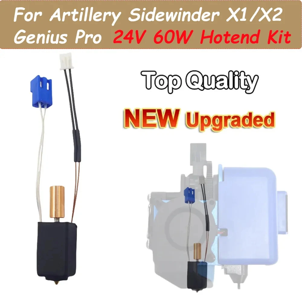 

Upgraded Hotend for Artillery Sidewinder X1 X2 Genius and Pro 3D Printer Parts All Metal Nozzle Heating Block Thermistor Kits