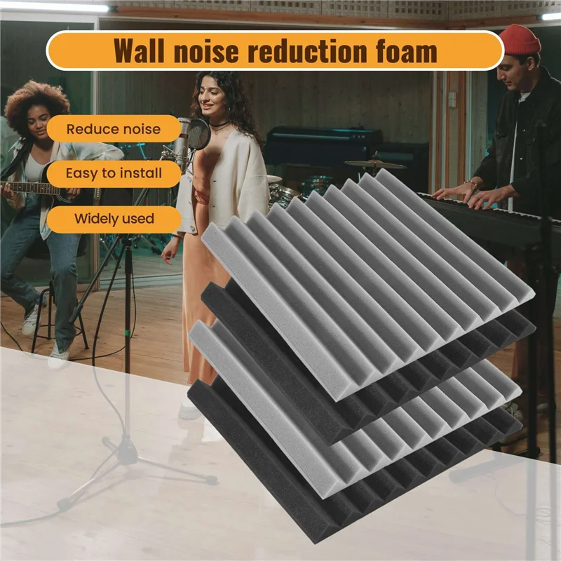 ABRU-36 パック自己粘着音響パネル、12X12x1 インチ防音フォームパネル、ホームスタジオ用防音壁パネル