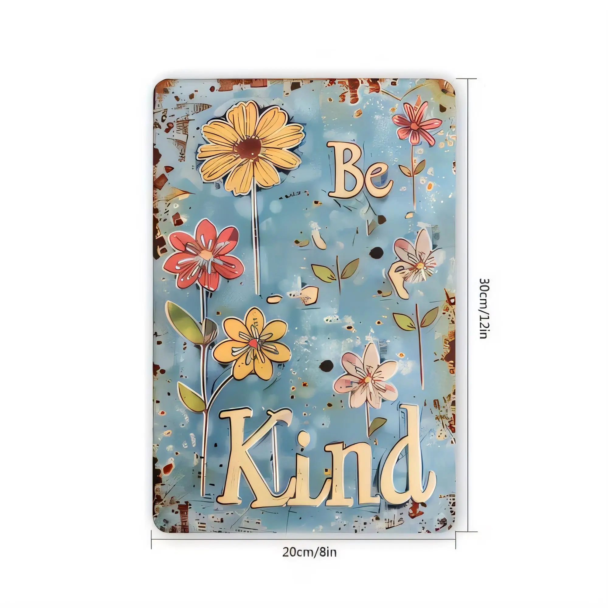 Tin Sign Be Kind Vintage Floral Quote Metal Wall Decor   Retro Rustic Plaque for Bedroom Living Room Office Wall Hanging, Inspir