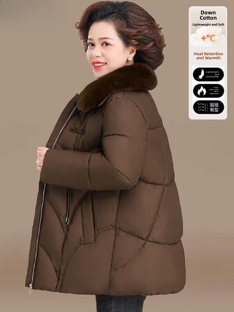 

Новая китайская зимняя куртка средней длины с наполнителем из хлопка, теплая, для женщин среднего и старшего возраста, модная, свободного кроя.