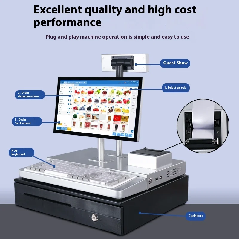 Ultra-Thin Latest POS Cash Register With Built-in Printing Function For Supermarket Convenience Store Tobacco Alcohol Counter