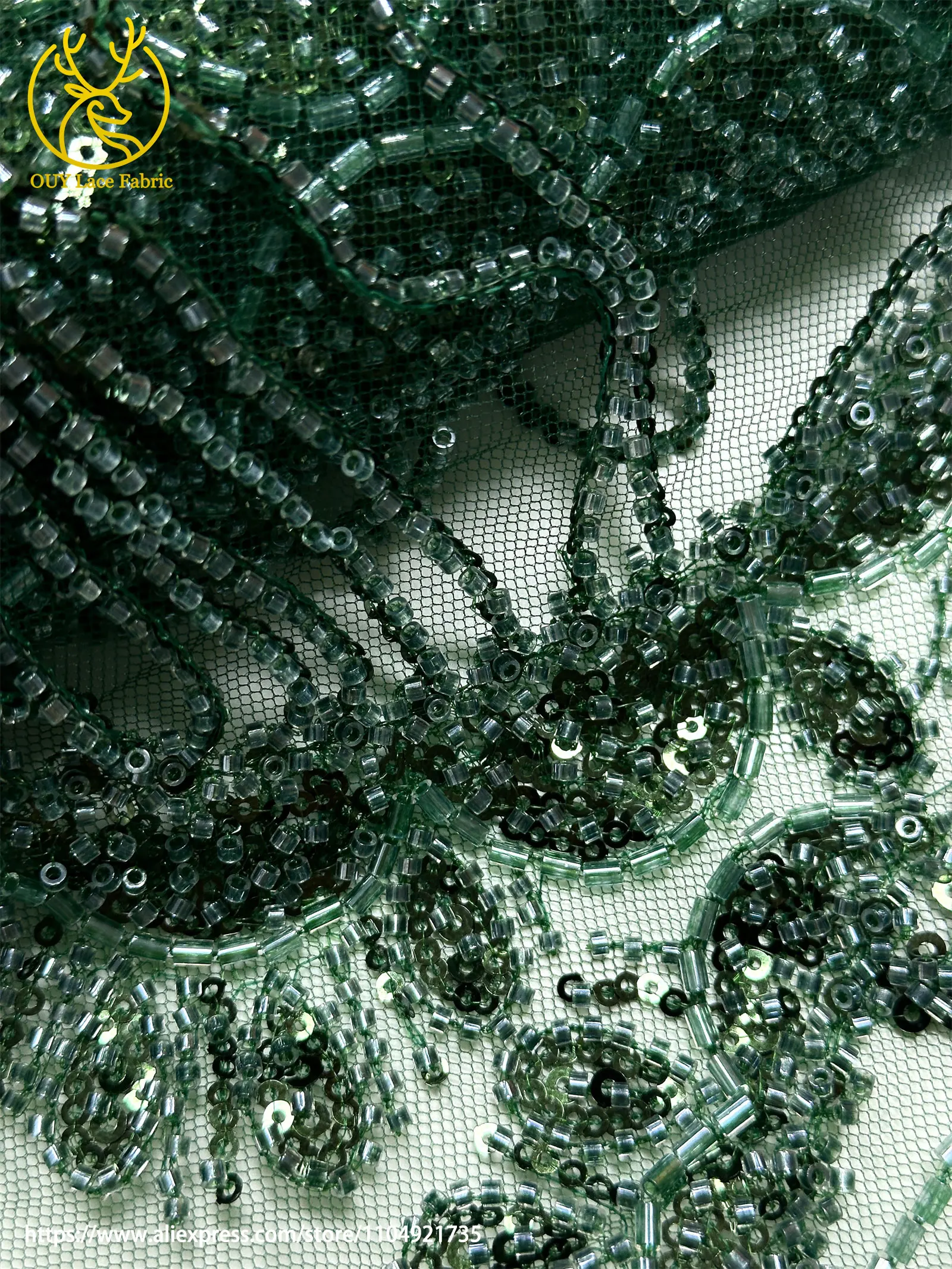3D Luxuriöser Afrikanischer Handgefertigter Perlen-Spitzenstoff 2026 Französischer Nigerianischer Pailletten-Spitzenstoff für Brautkleider und Hochzeitskleider – Detail 22