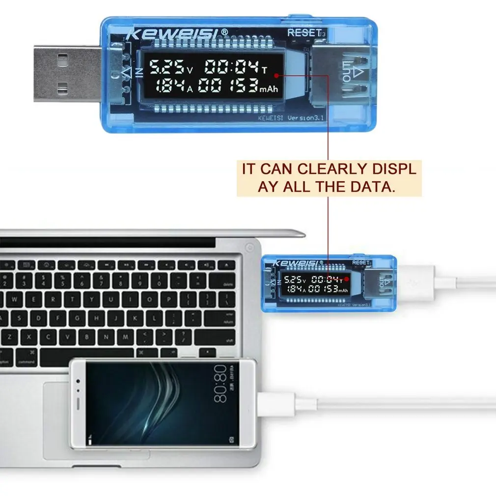 USB Voltmeter Ammeter Current Voltage Tester LCD Digital Display Power Battery Capacity Tester Measurement USB Charge Indicator