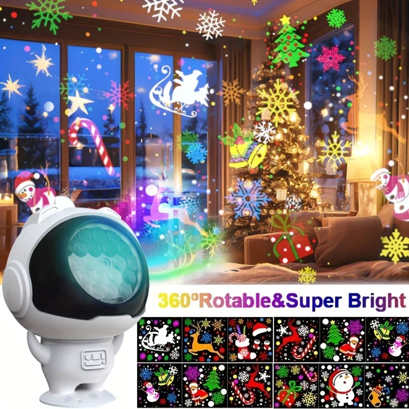 16 types of holiday patterns for LED Christmas projection lights, USB powered rotating dynamic design for holiday decoration