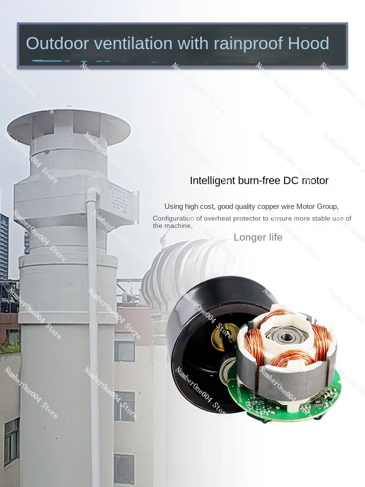 Bathroom Roof Duct Fan Outdoor Roof Rainproof 160 Exhaust Fan Hotel 110PVC Pipe Strong Ventilation