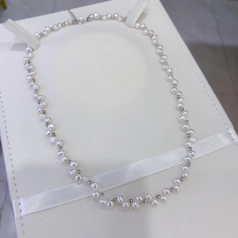 

SGARIT Original Jewelry Pendant Silver 925 Baroque Pearl Choker White Pearl Women Necklace Summer Gift