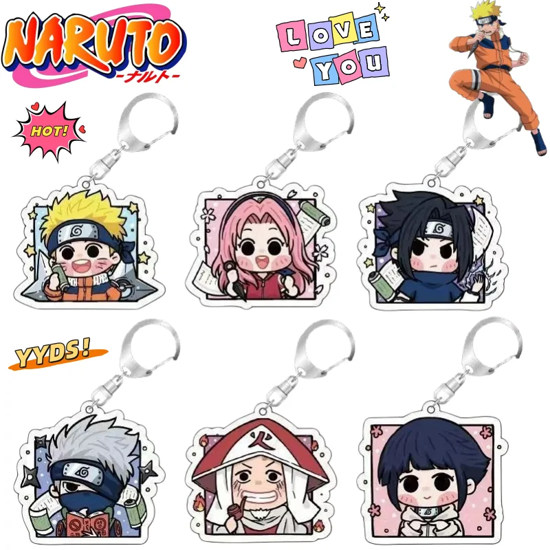 

New NARUTO Uzumaki Naruto Uchiha Sasuke Hatake Kakashi Acrylic Backpack Pendant Creative Anime Peripheral Cartoon Keychain Gift