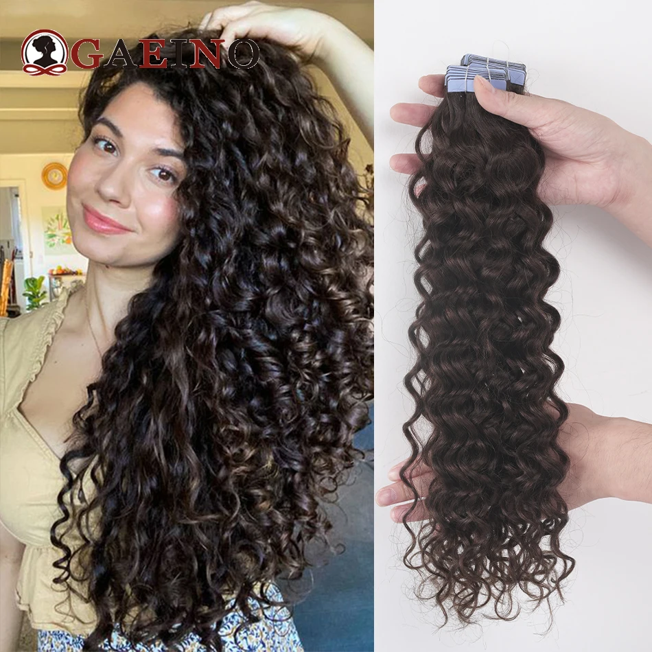 Tape In Human Hair Extensions Water Wave Remy Curly Hair Tape Ins 100% Real Remy Hair 2.5g/pc Tape Extensions Hair For Salon