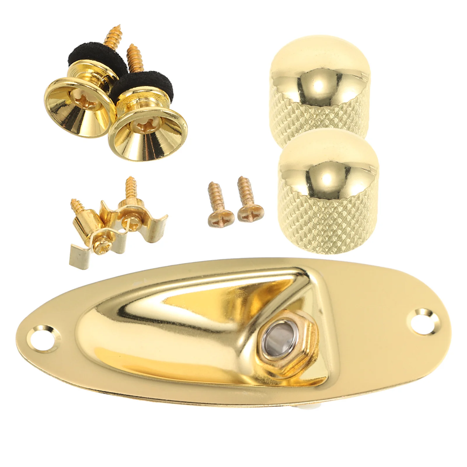 

Electric Guitar Hardware Set Black Output Jack Socket Strap Buttons Volume Knobs String Retainers Replacement Parts Guitar