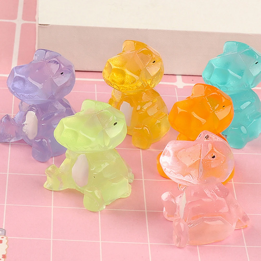 

12 Pcs Luminous Dinosaur Ornaments Mini Figurines Model Shine Resin Glow The Dark