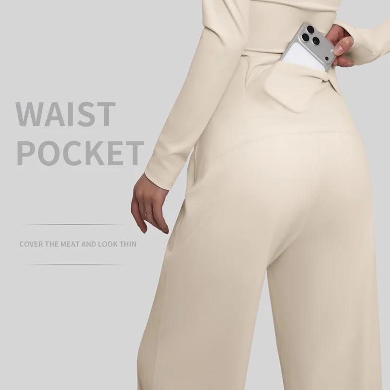 

Peach Hip Back Pocket Loose Straight Leg Height Boost Yoga Pants Slimming High Waist Butt Lifting Yoga Pants