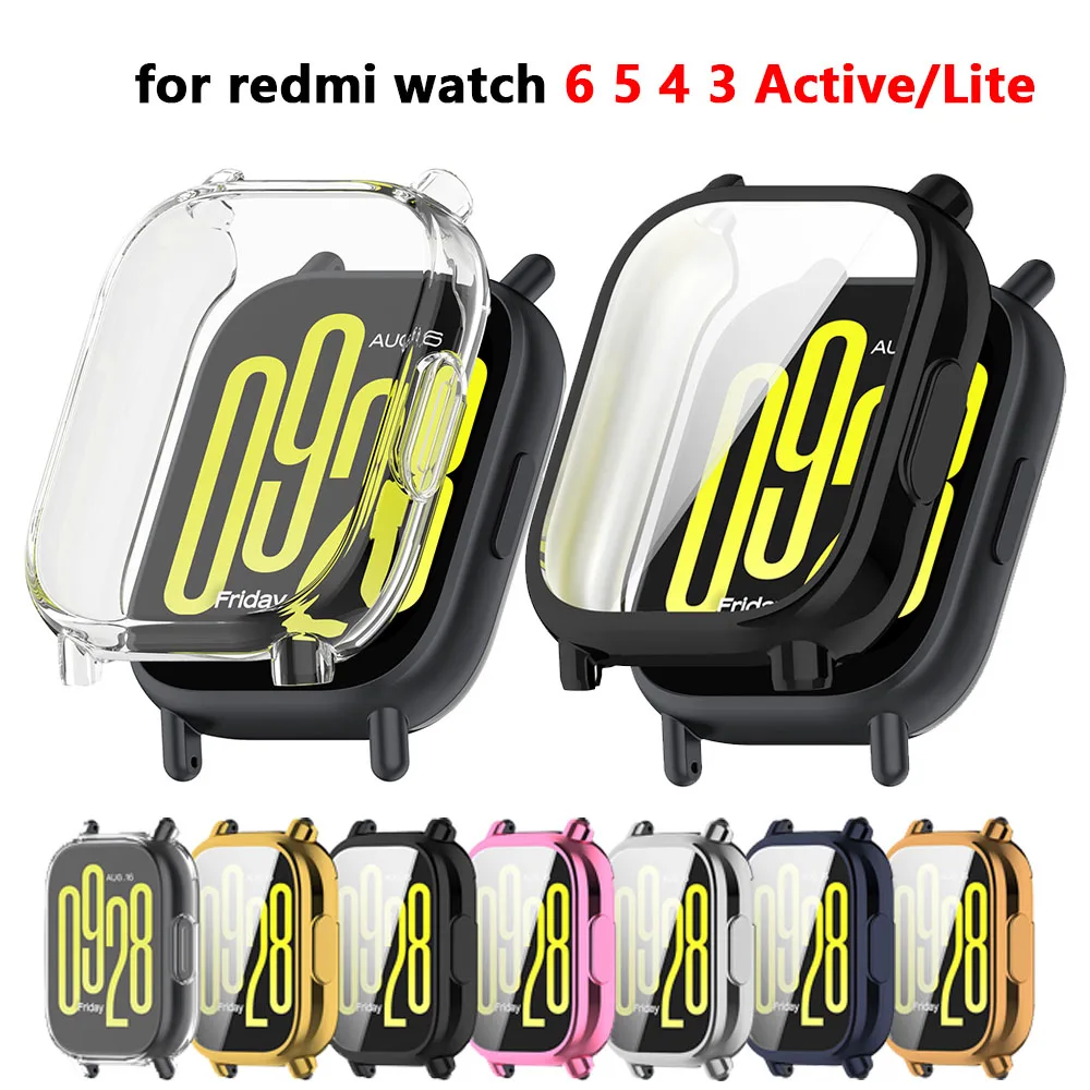 TPU Screen Protector Cover For Xiaomi Redmi Watch 6 5 4 3 Smart Watchband Case Protective Shell for Redmi Watch 5 3 Active/Lite