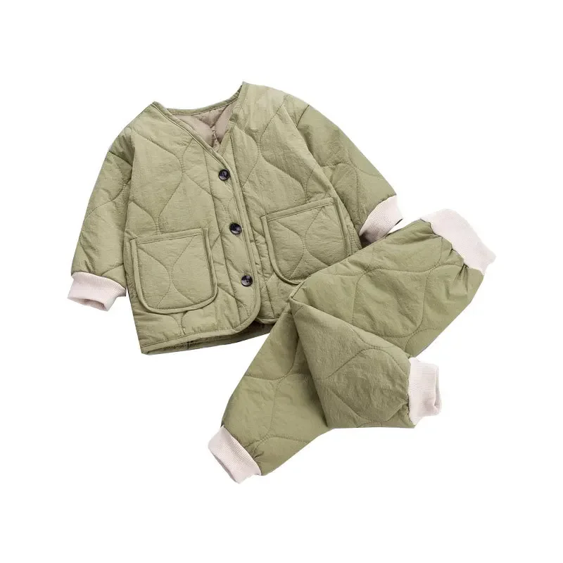 

New Winter Children Keep Warm Clothes autumn Kids Boys Girls Thicken Cotton Jacket Pants 2Pcs/sets Baby Infant Casual Tracksuits