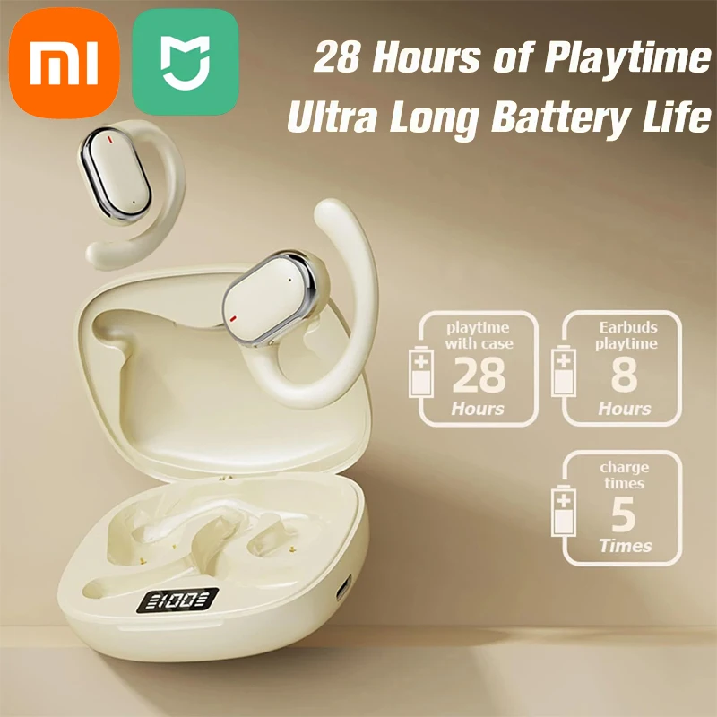 Xiaomi Mijia TWS Wireless Earphones Bluetooth 5.49 28 Hours Play Back Sport Earbuds with LED Display Earhooks and Built-in Mic