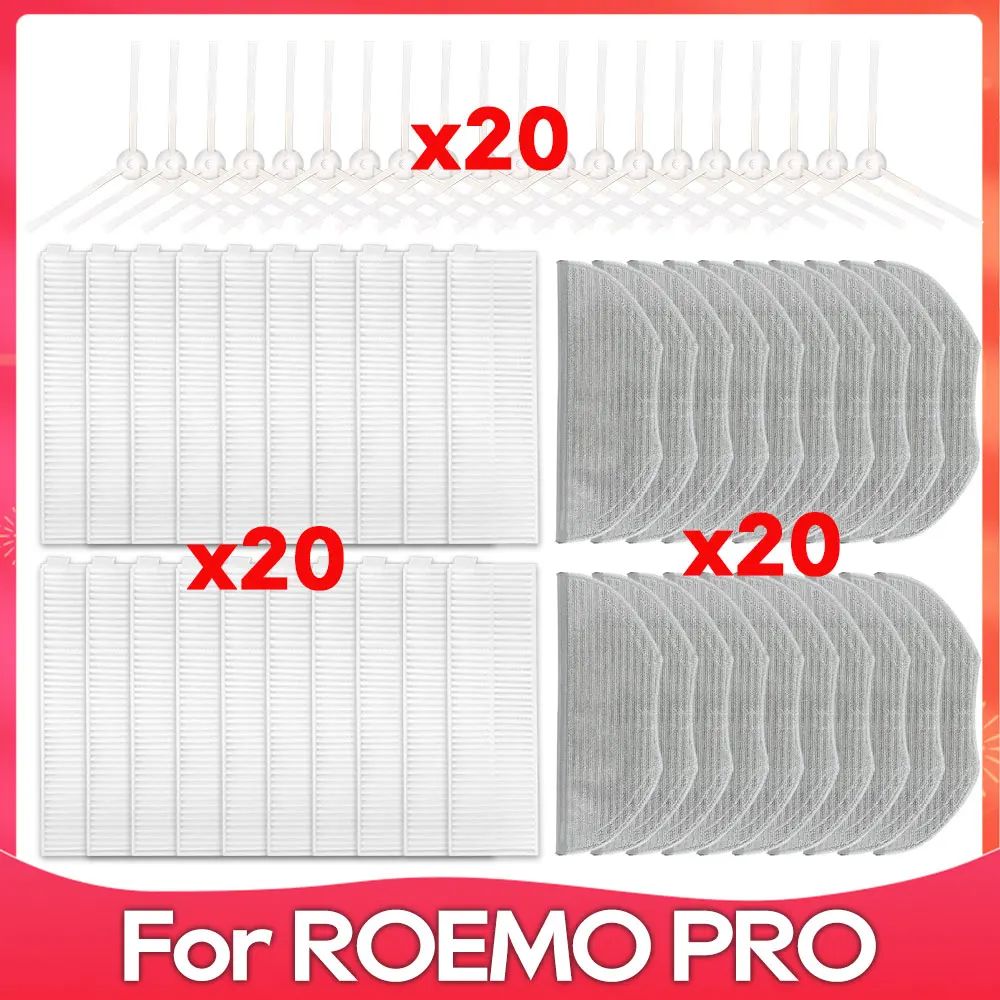 Compatible For ( ROEMO PRO ) Side Brush HEPA Filter Mop Cloths Robotic Vacuum Cleaner Spare Part Accessory