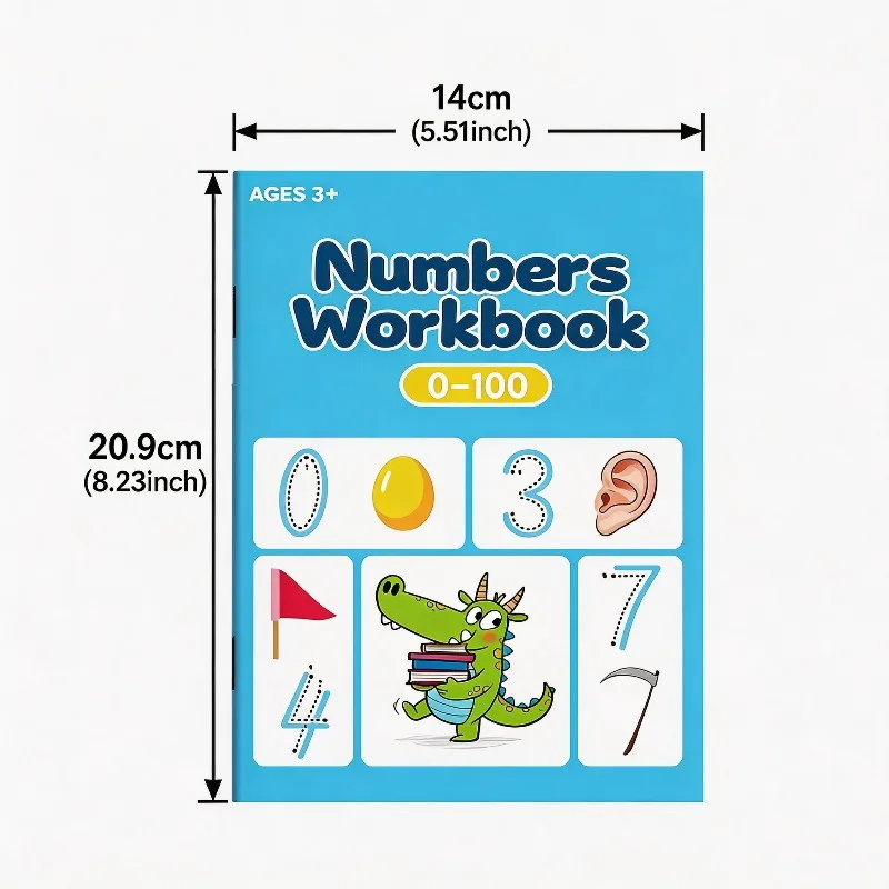 Digital Practice Copybook, 32 Pages in Color, Writing Aid Book, Digital 0-100 Writing Practice, Pen Control Training Copybook