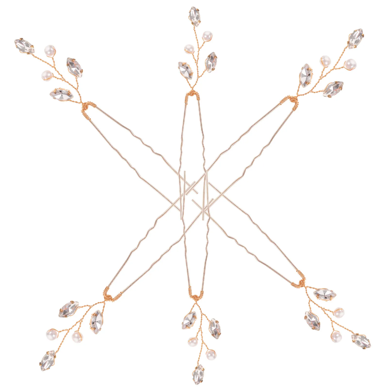 6Pcs Classic Pearl and Rhinestone Hairpins Bridal Hair Accessories for Wedding Prom Anniversary Dating Hair Forks Decorative