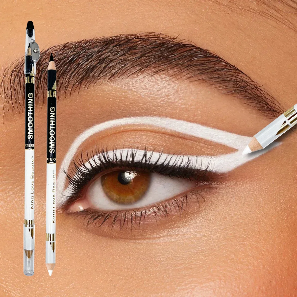 Lápiz delineador de ojos de doble cabeza de 12 piezas resistente al agua, a prueba de sudor, suave, duradero, sin manchas, esencial para principiantes