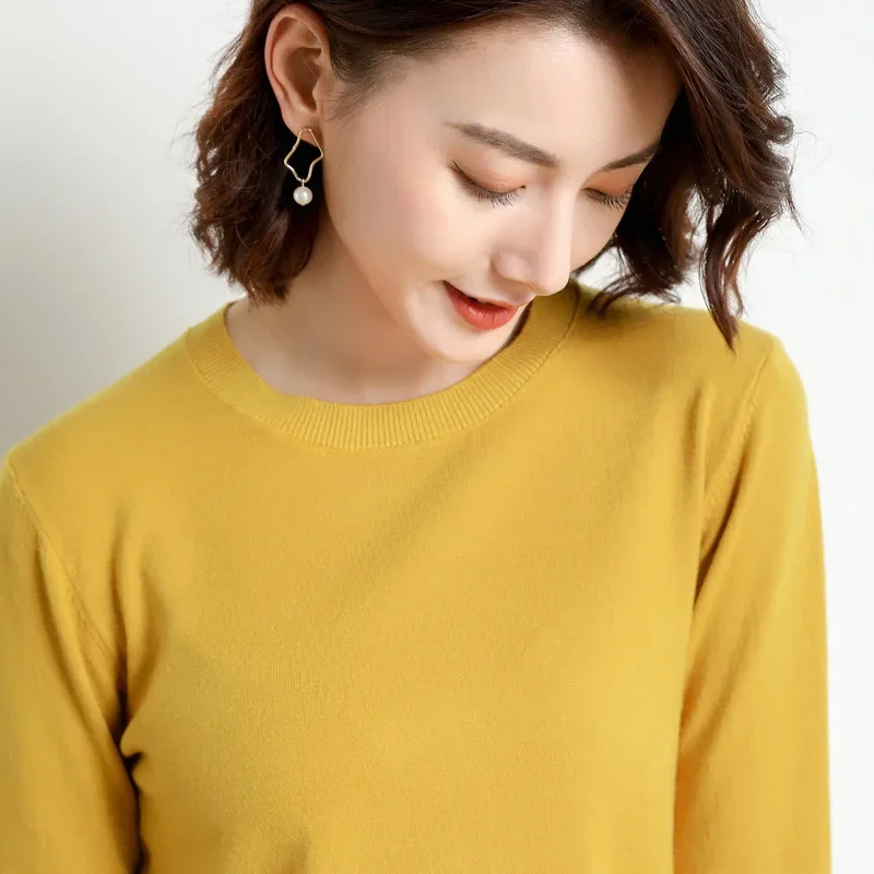 MRMT 2025 Brand New Womens Sweaters Bottoms Ladys Women Sweater Thin Long-Sleeved O-Neck Wool Woman Sweaters Knit Pullover